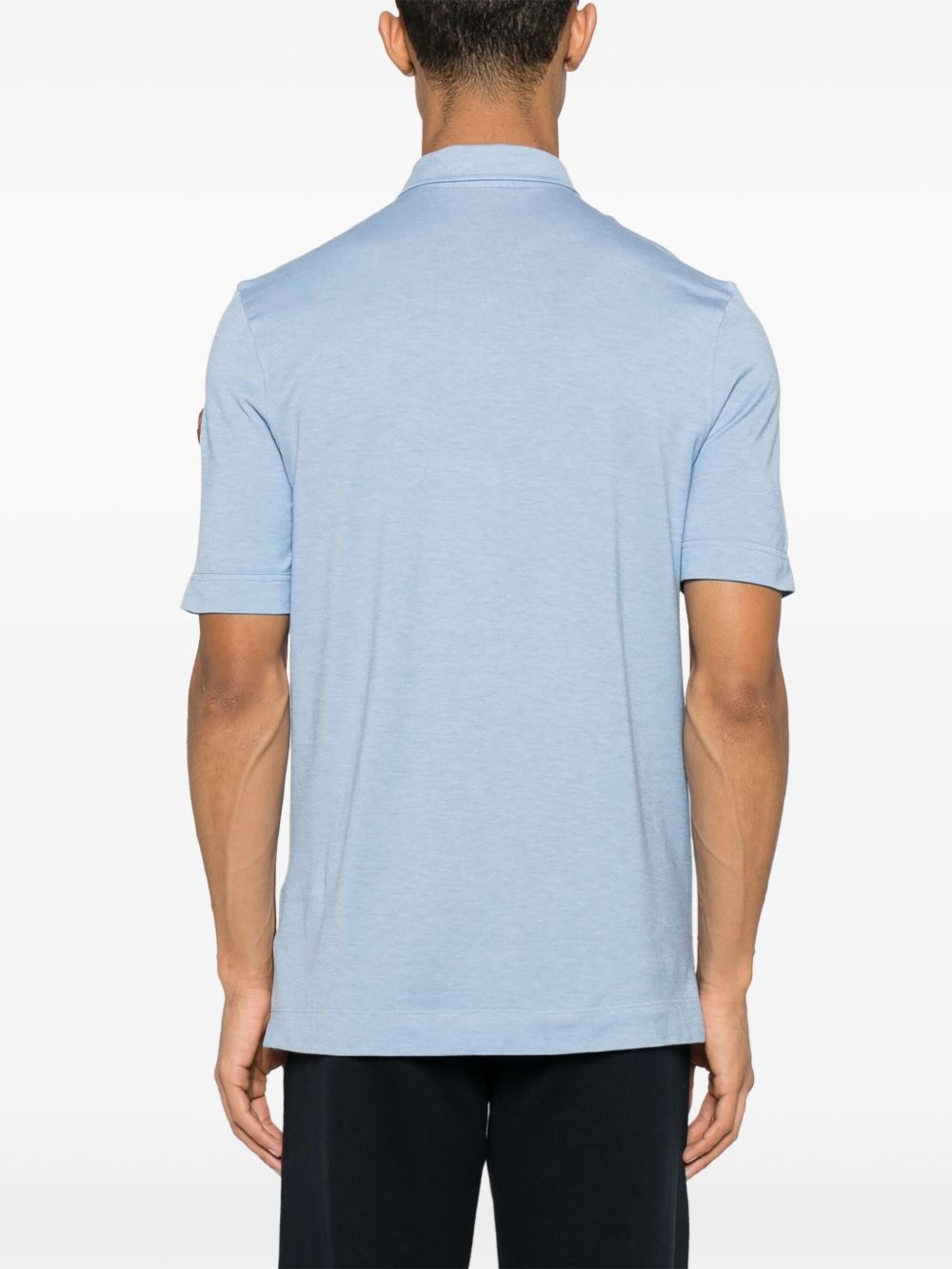 double leather-logo polo shirt - 3