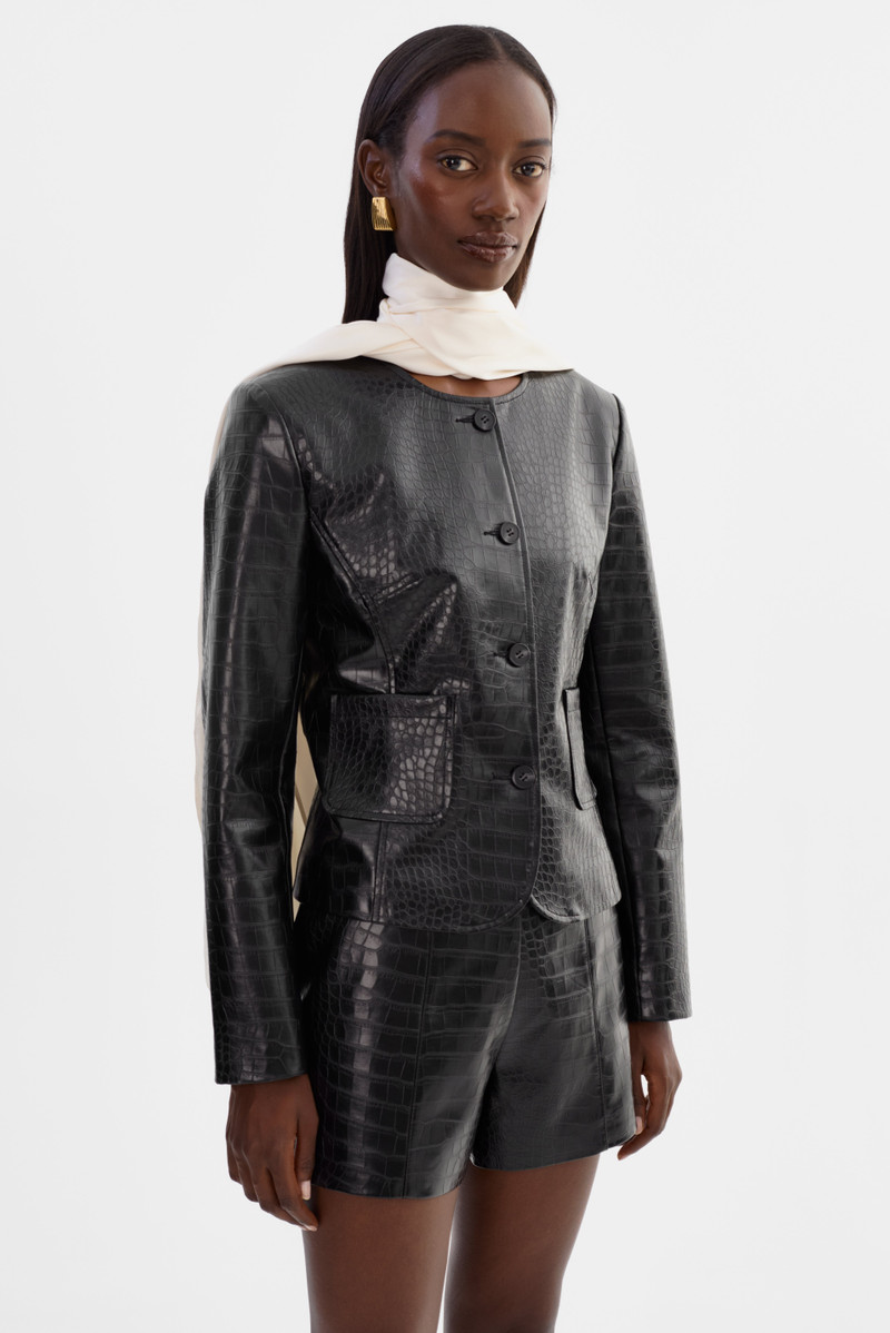AGNES | Faux Leather Croco Jacket 1
