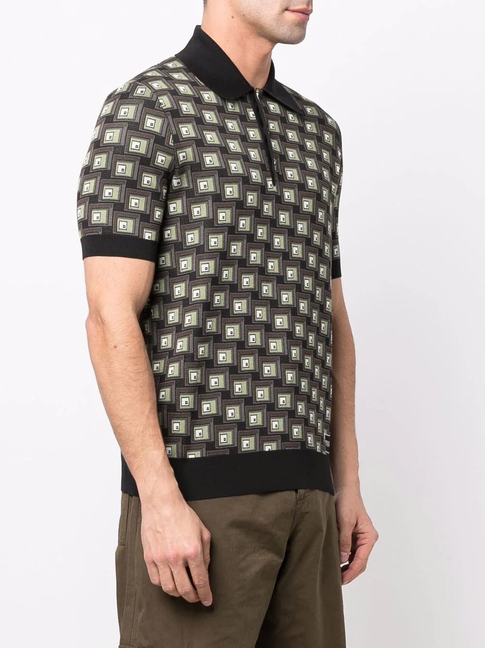 geometric-pattern polo shirt - 3