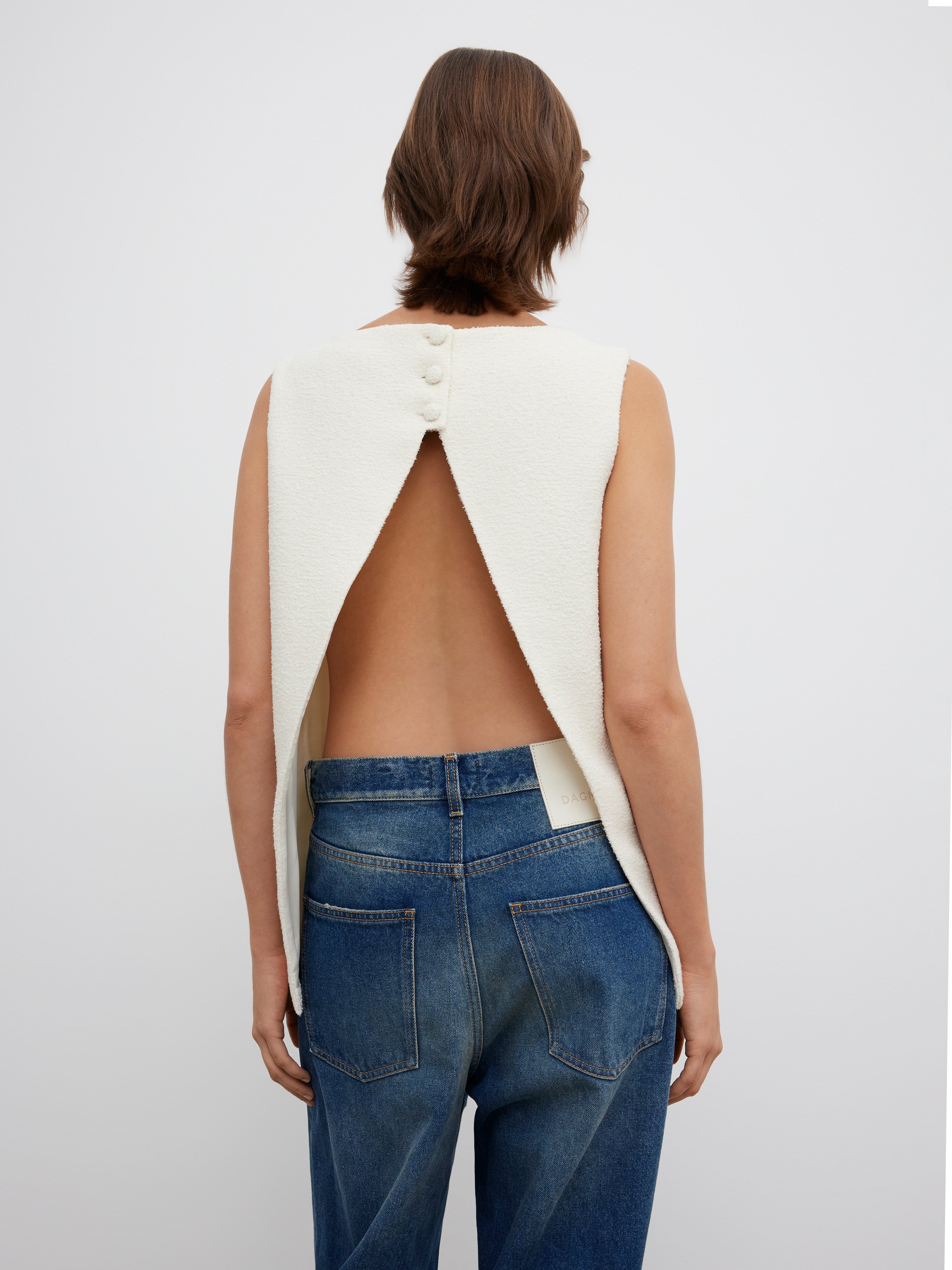 Open back bouclé top - 3
