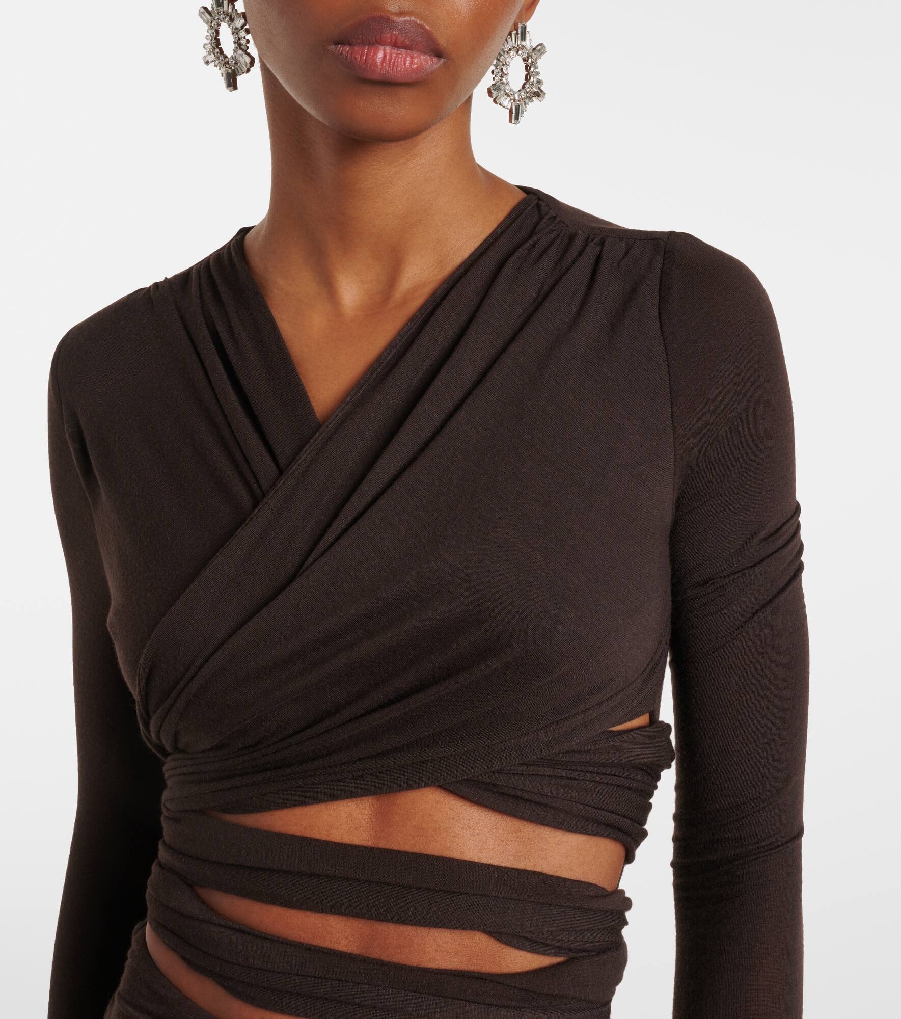 Sheer embroidered tulle midi dress - 4