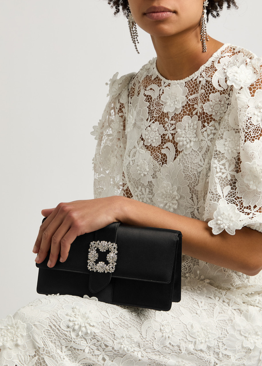 Manolo Blahnik Capri Crystal-embellished Satin Clutch - 5