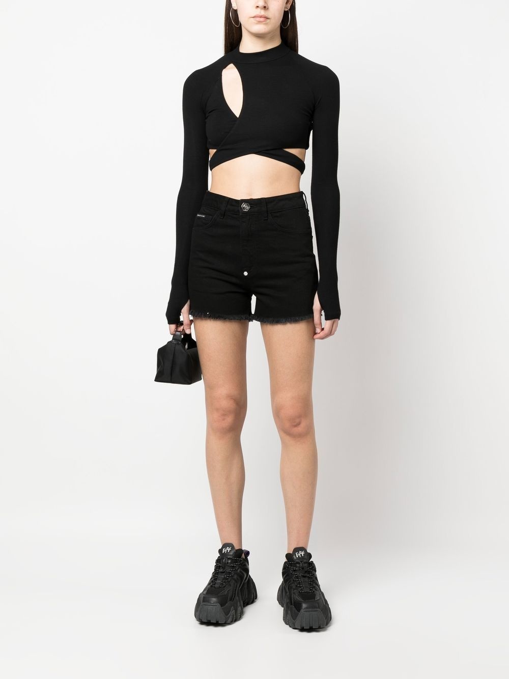 raw-edge denim shorts - 3