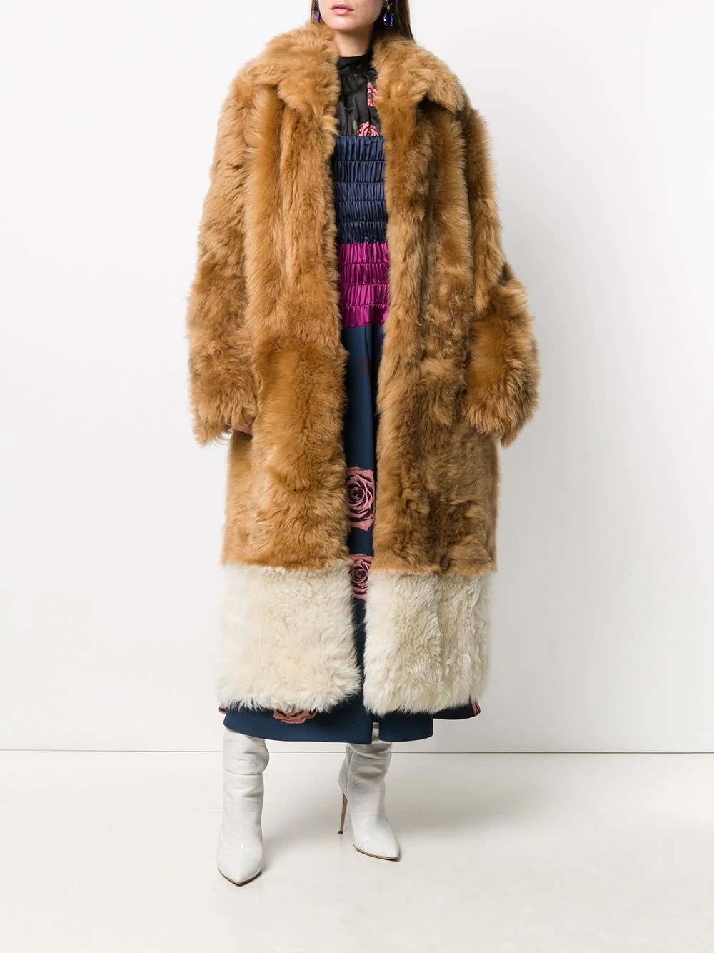 belted oversized fur coat - 6