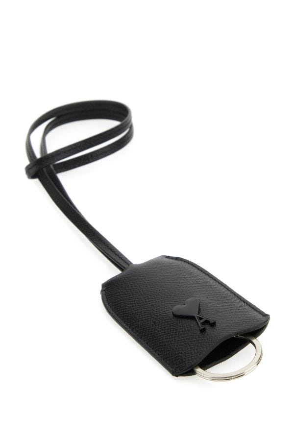 Black leather Cloche key ring - 3