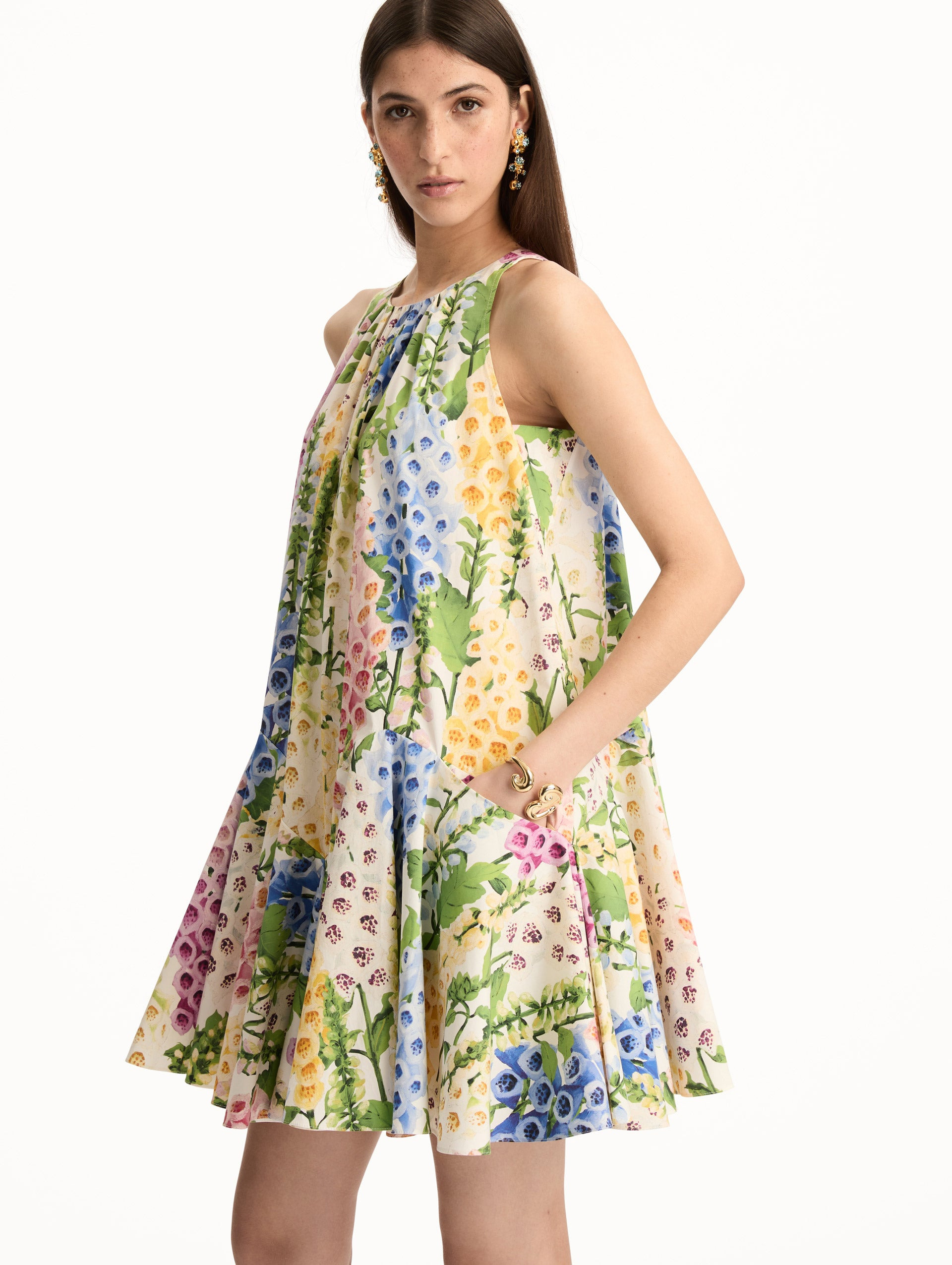 FOXGLOVE COTTON POPLIN TRAPEZE DRESS - 5