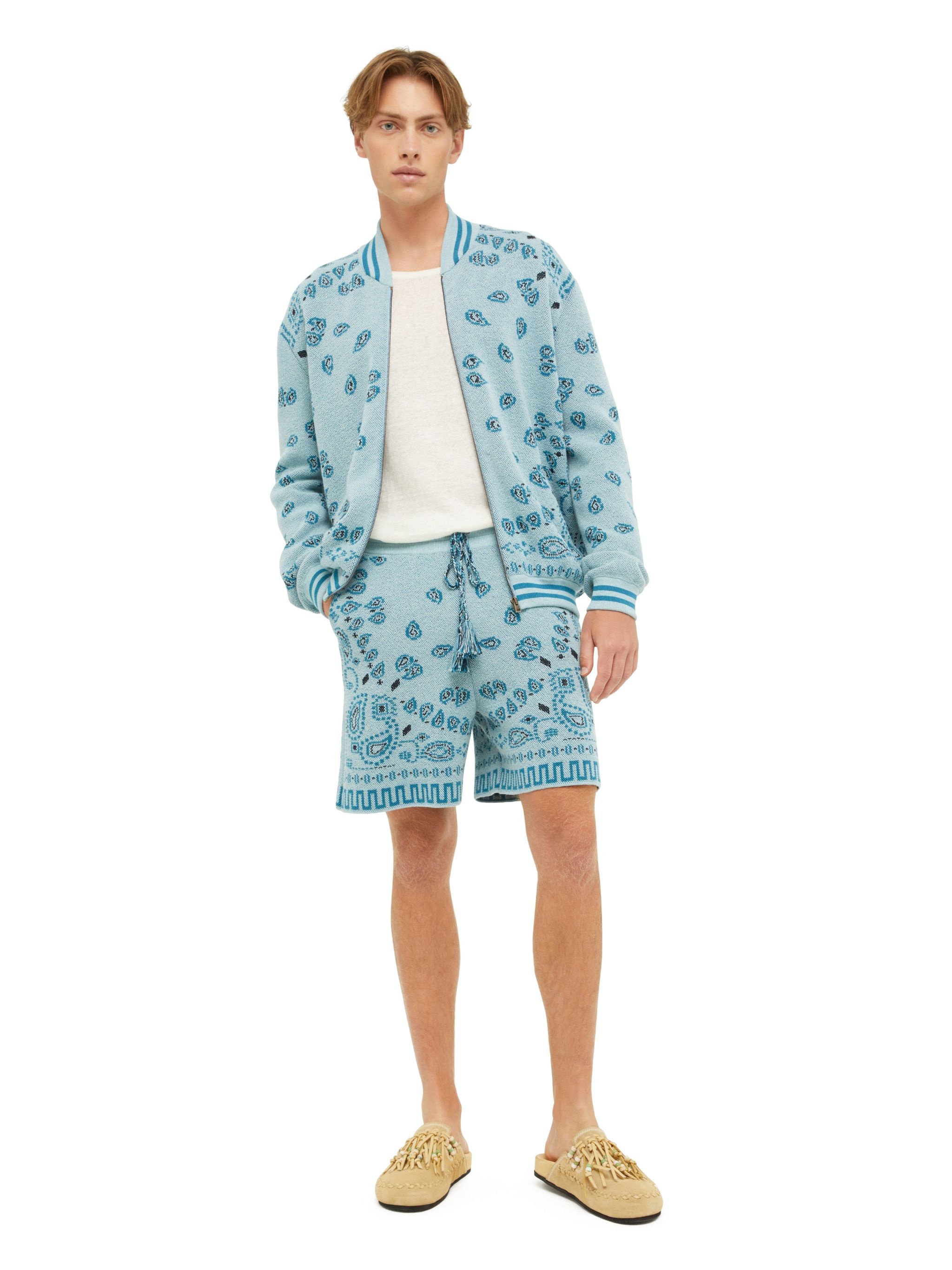 Bandana Piquet Jacquard Bomber Jacket - 4