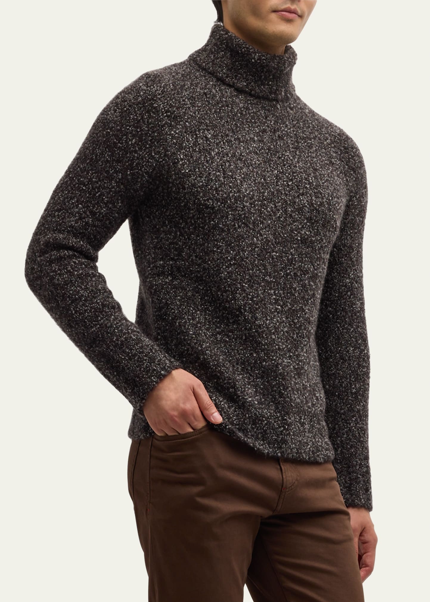 Men's Boucle Cashmere-Silk Turtleneck - 4