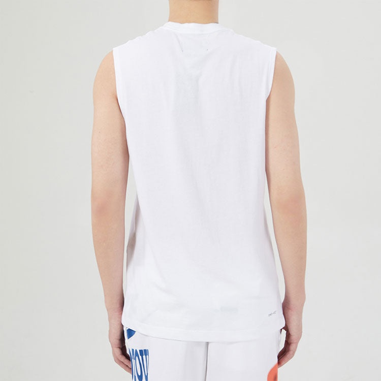 Air Jordan Training Sports Quick-dry Knit Round Collar Vest Men's White DC3237-100 - 5