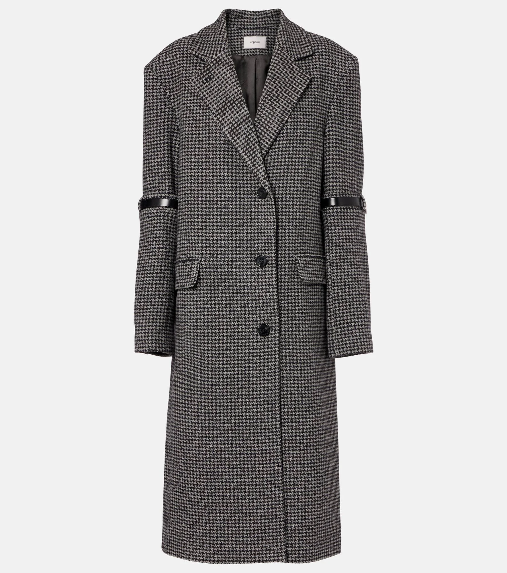 Houndstooth wool and cashmere coat - 1