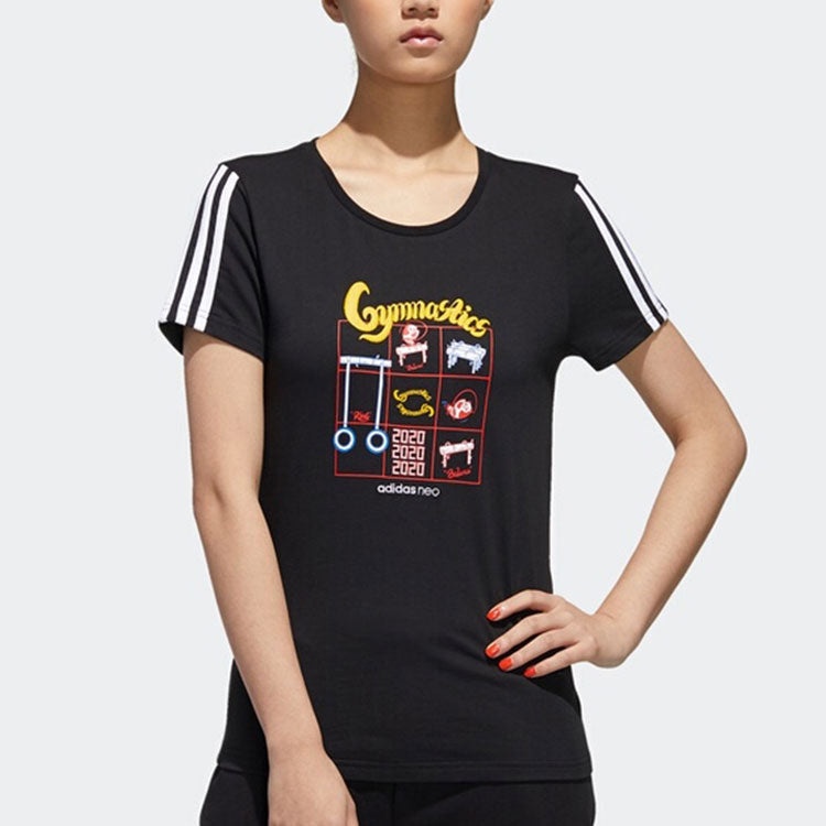 (WMNS) adidas neo Graphic T-shirt 'Black' GK1567 - 2