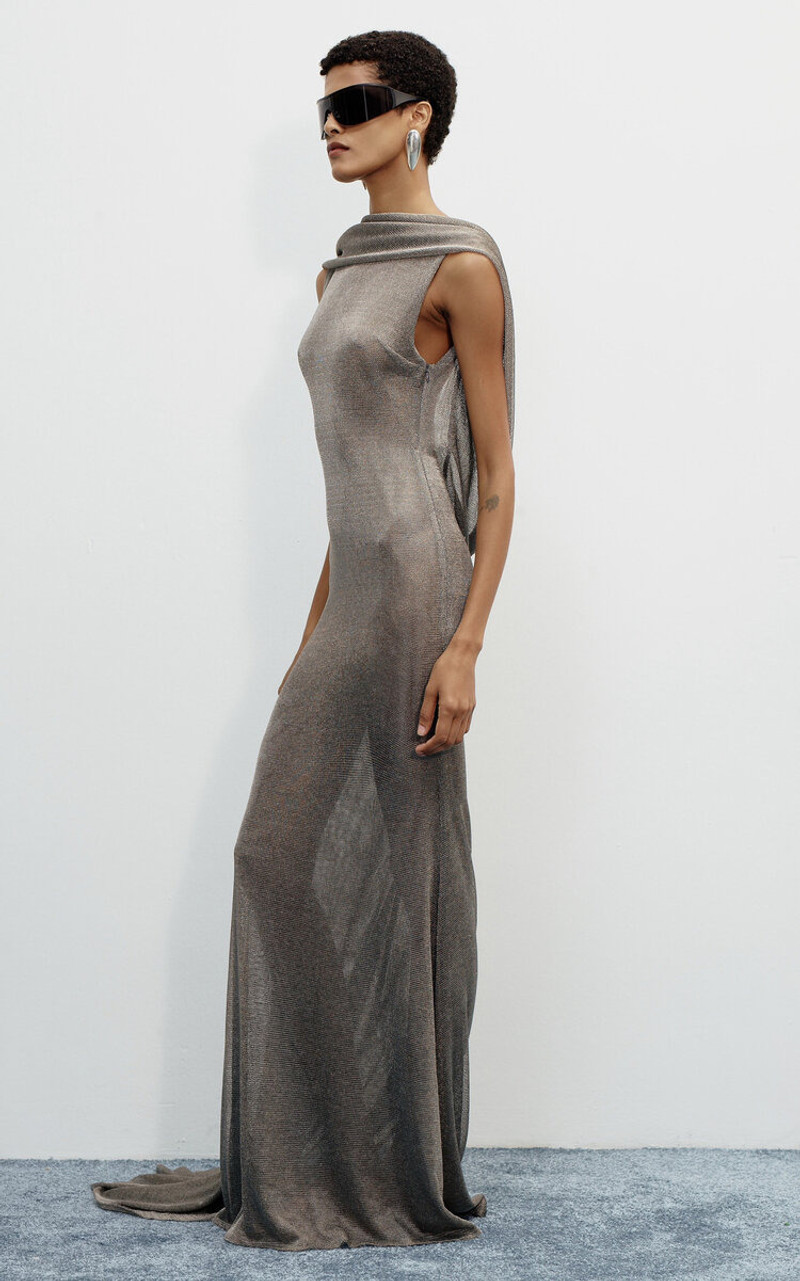 THE NEW ARRIVALS ILKYAZ OZEL Jeanne Draped Gown silver outlook