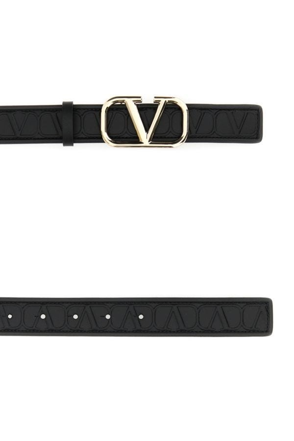 Valentino Garavani Woman Black Leather Vlogo Signature Belt - 2