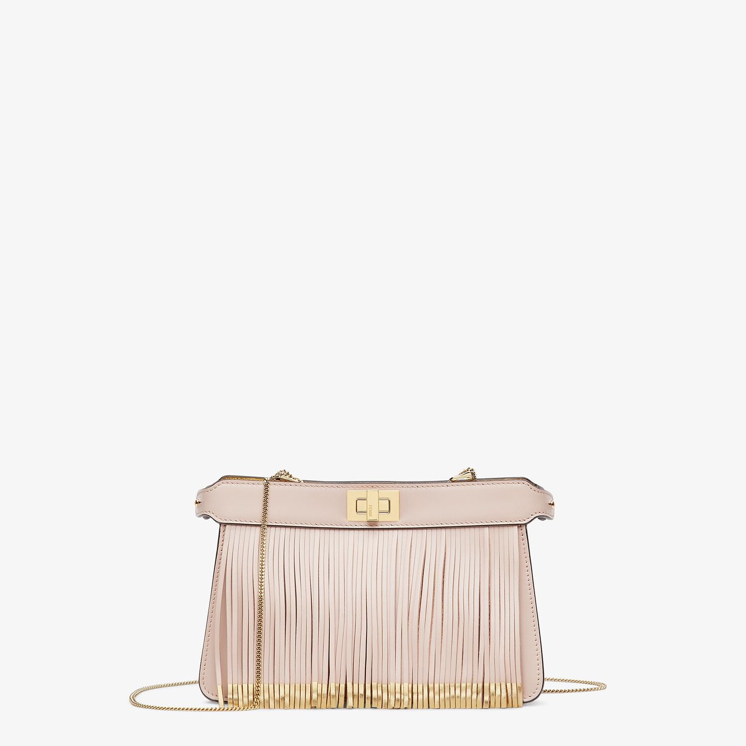 Pink leather bag with fringes - 1