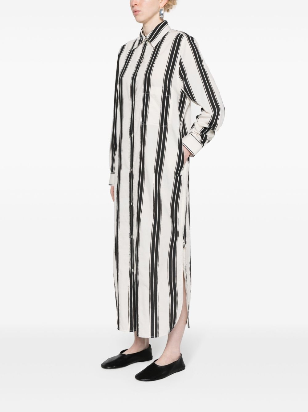 stripe-pattern shirt dress - 3