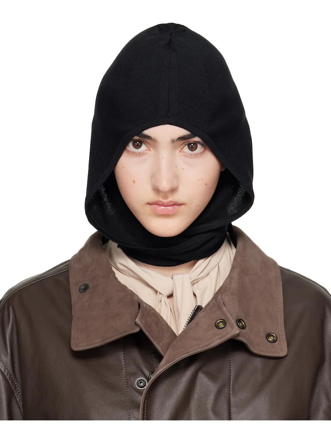 Black Fine Wool Hood - 1