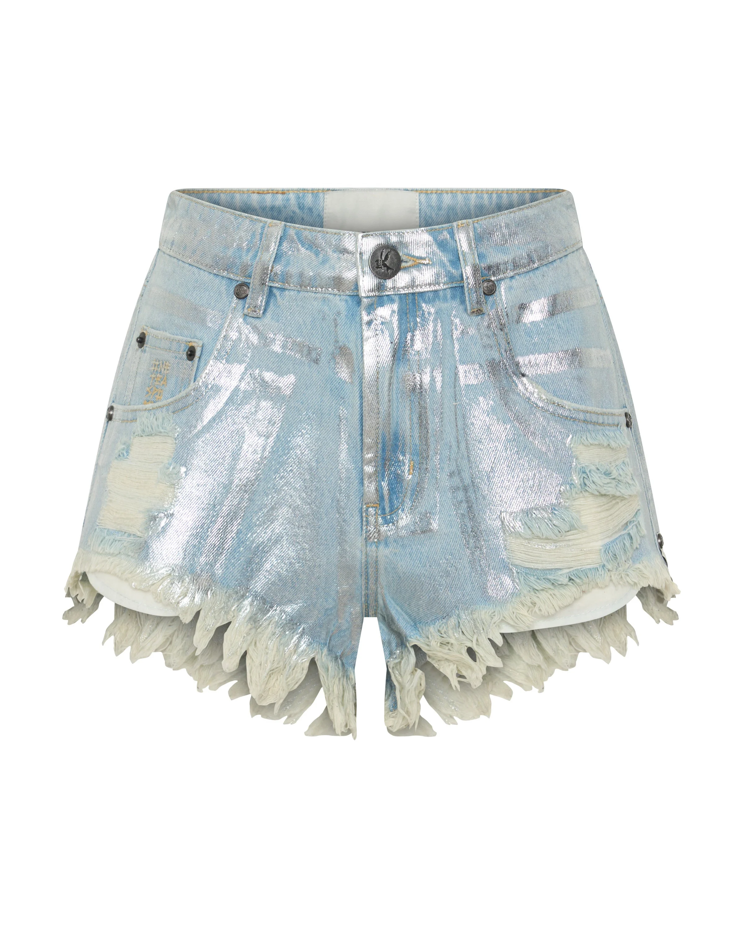 Renegades High Waist Denim Shorts - Blue Chrome - 1
