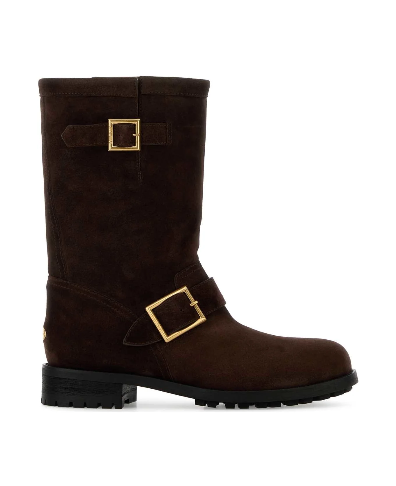 Chocolate Suede Biker Ankle Boots - 1