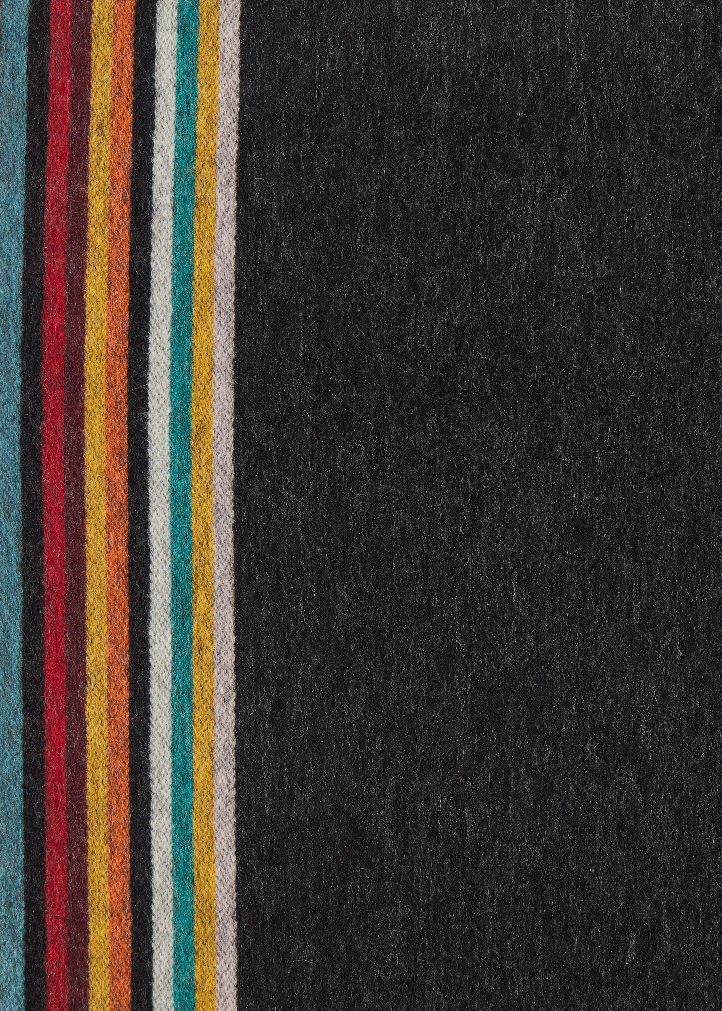 Black 'Signature Stripe' Edge Cashmere Scarf - 4