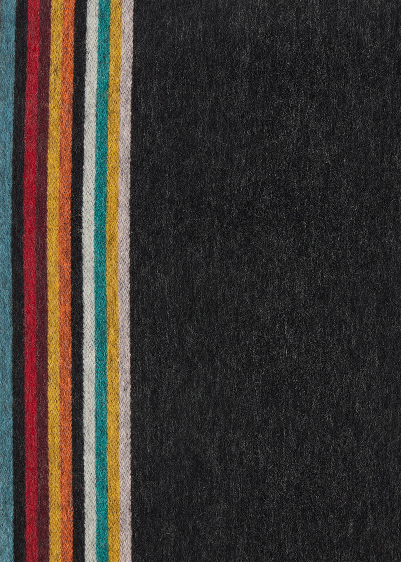 Black 'Signature Stripe' Edge Cashmere Scarf 4
