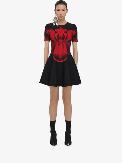 Alexander McQueen Women's Ethereal Orchid Mini Dress in Black/red outlook