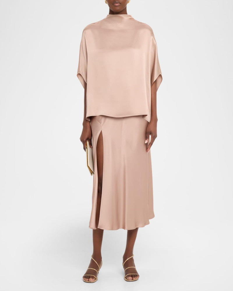 LAPOINTE Satin Bias Slit Midi Skirt outlook