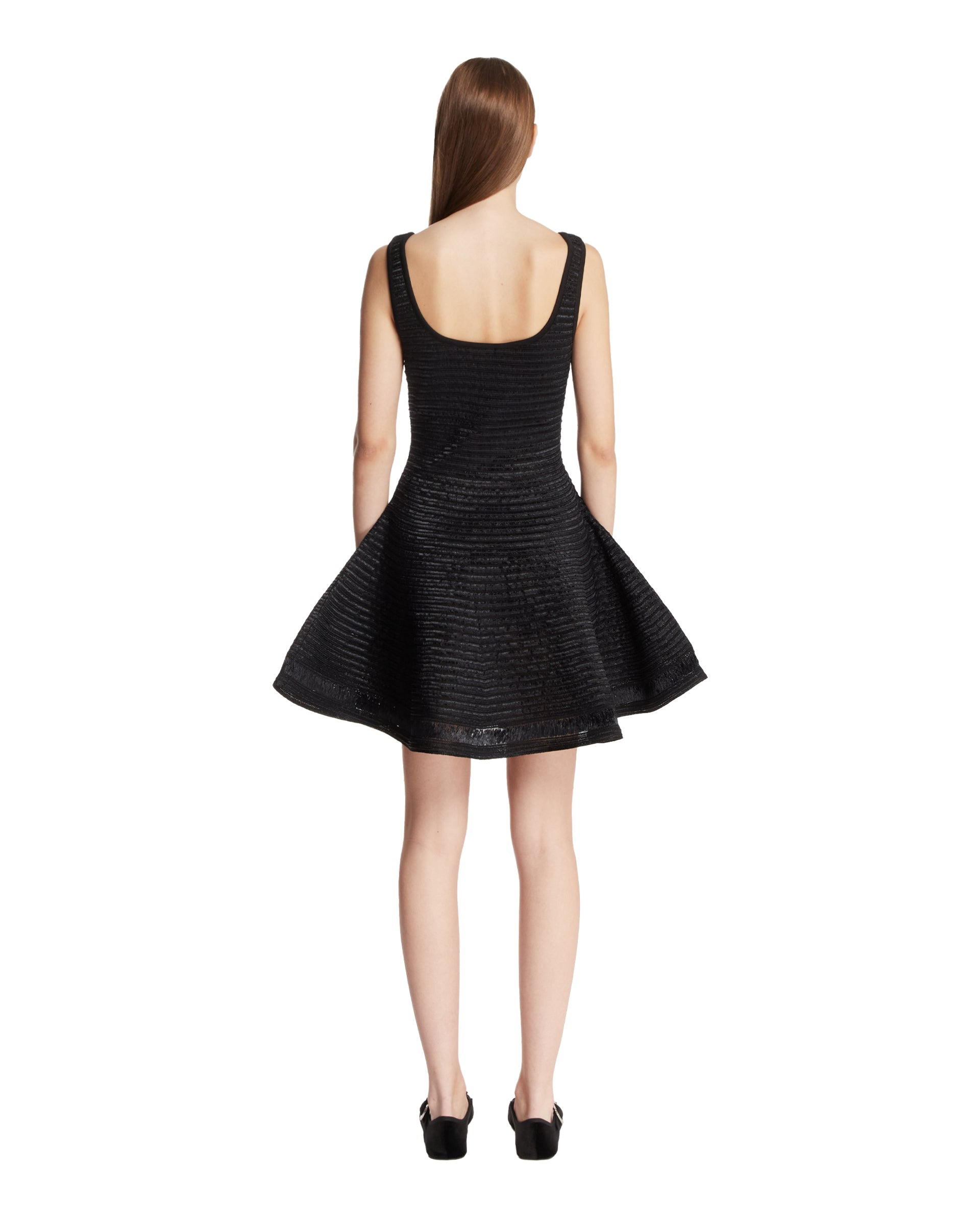 Black Knit Skater Dress - 3