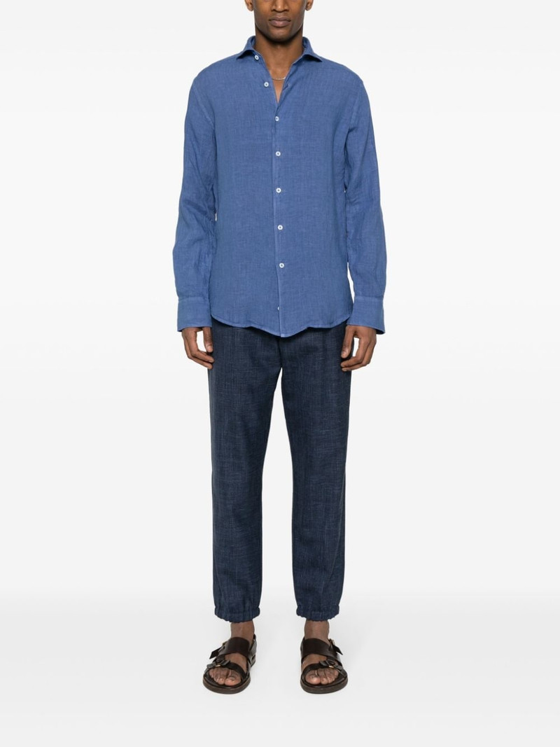 Canali chambray wool-blend trousers outlook