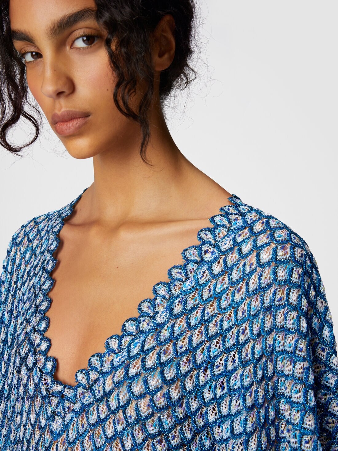 Viscose lamé shell motif kaftan with batwing sleeves - 5