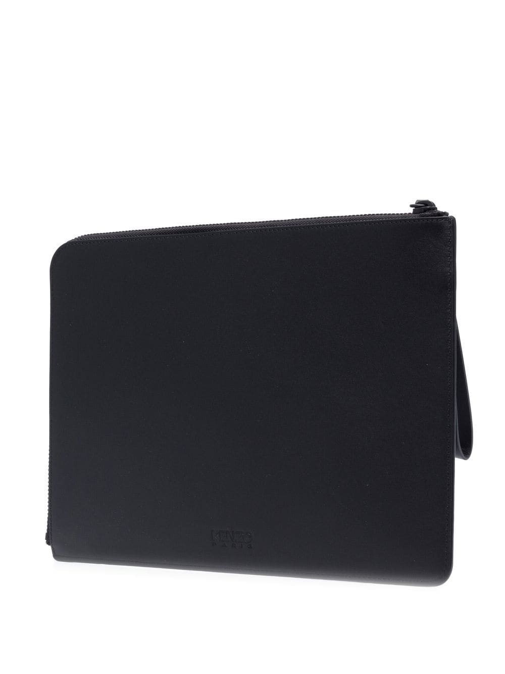 logo-print leather clutch bag - 3