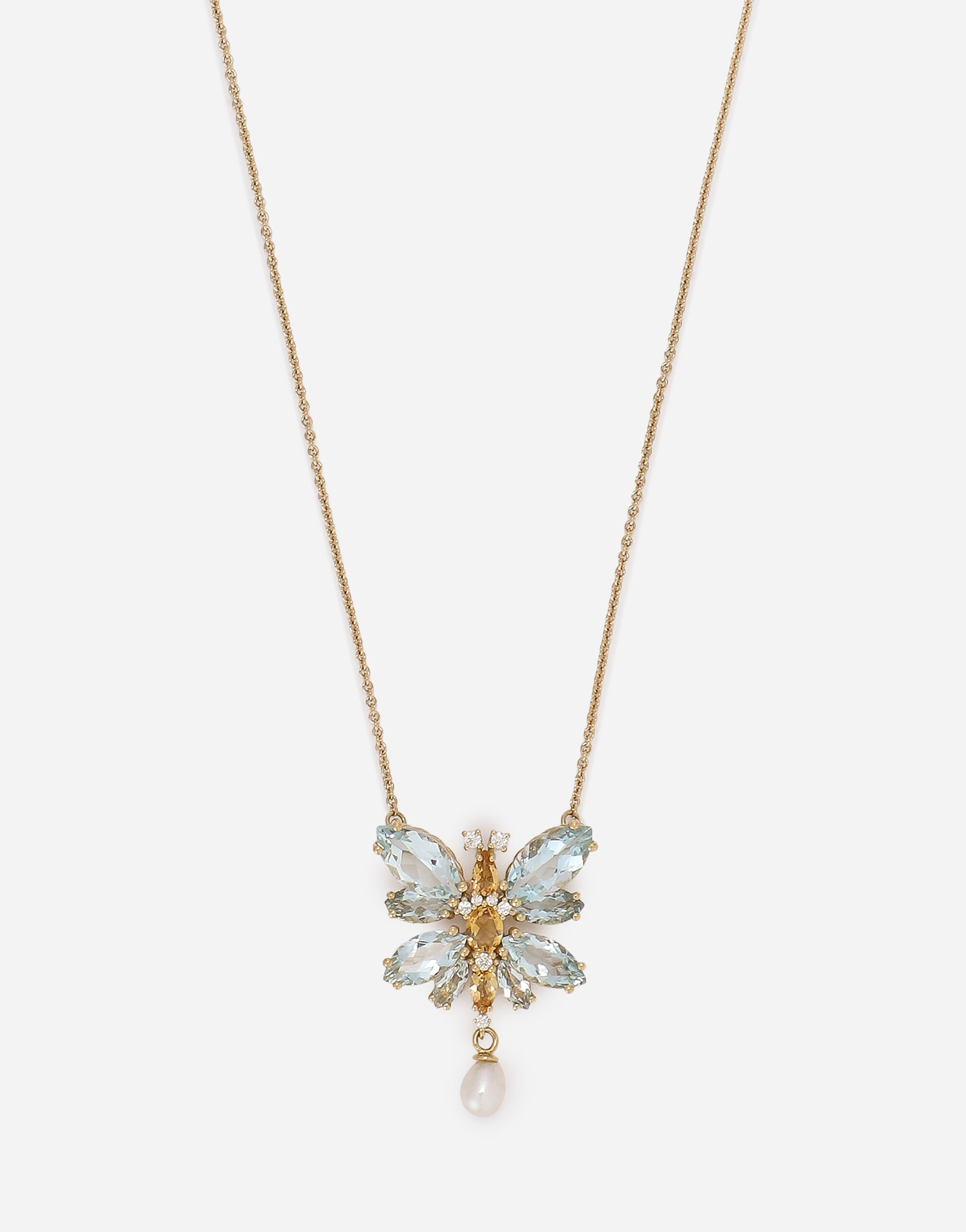 Butterfly Necklace 18-carat yellow gold and aquamarine - 3