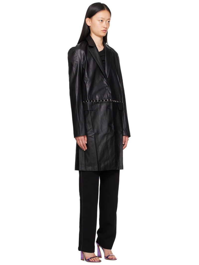 Black Tailored Faux-Leather Jacket 2