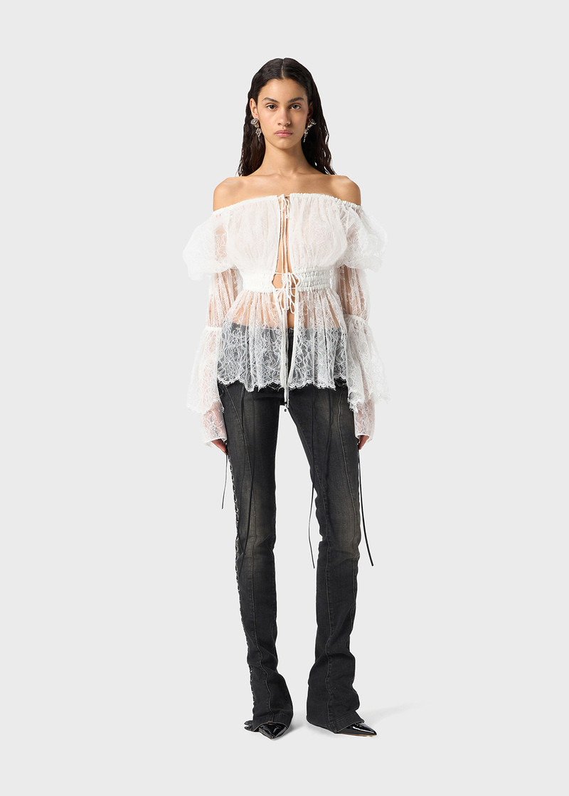 Blumarine CHANTILLY LACE SHIRT WITH RUCHING outlook