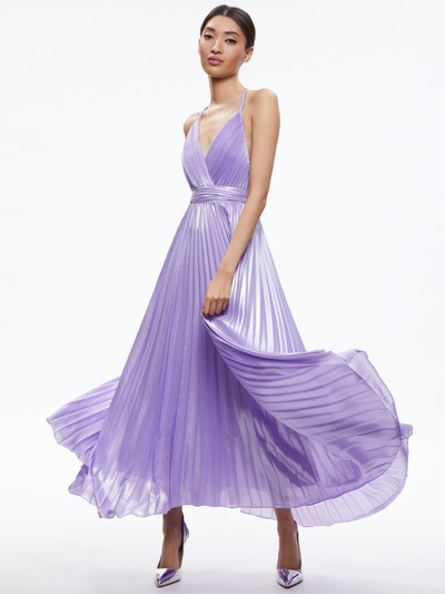 Alice + Olivia ARISTA SLEEVELESS HALTER NECK PLEATED MAXI DRESS outlook