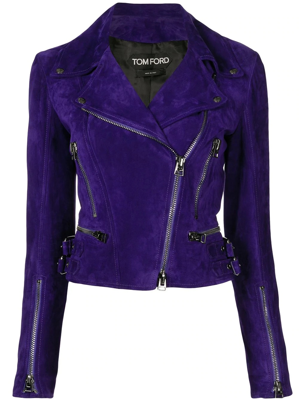 cropped zipped biker jacket - 1