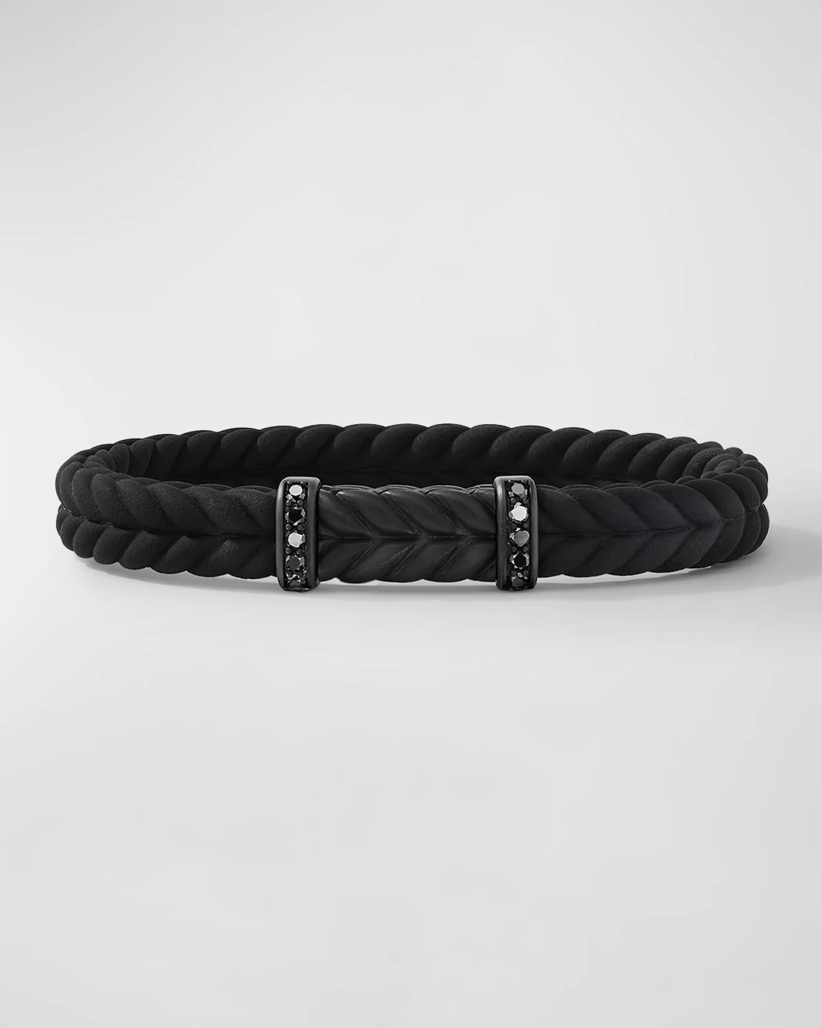 Men's Chevron Rubber Bracelet with Titanium, 9mm - 1