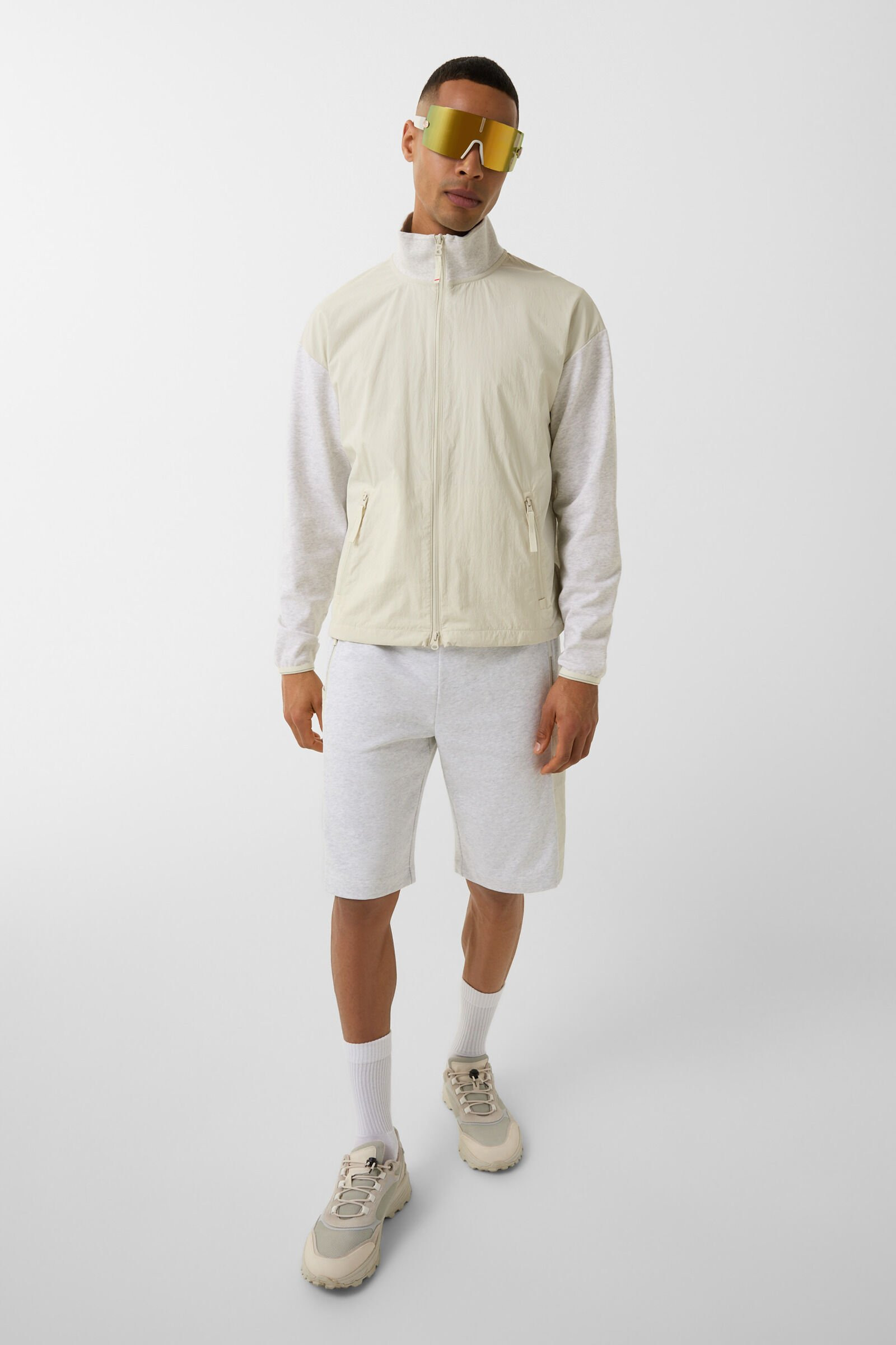 Brody jersey jacket in Sand/light gray - 4