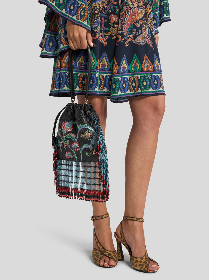 Etro SMALL RAFFIA KALISPERA BAG WITH EMBROIDERY AND FRINGING outlook