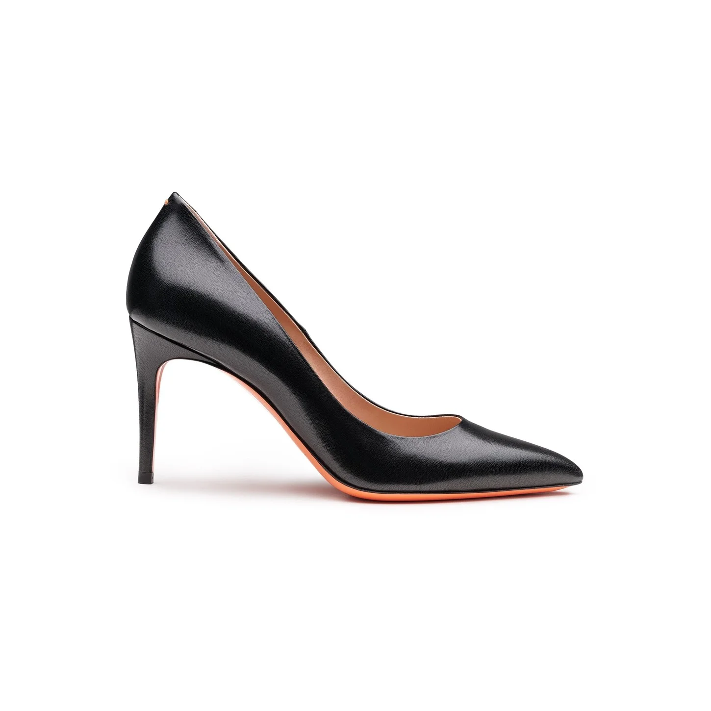 Women's black leather high-heel pump - 1