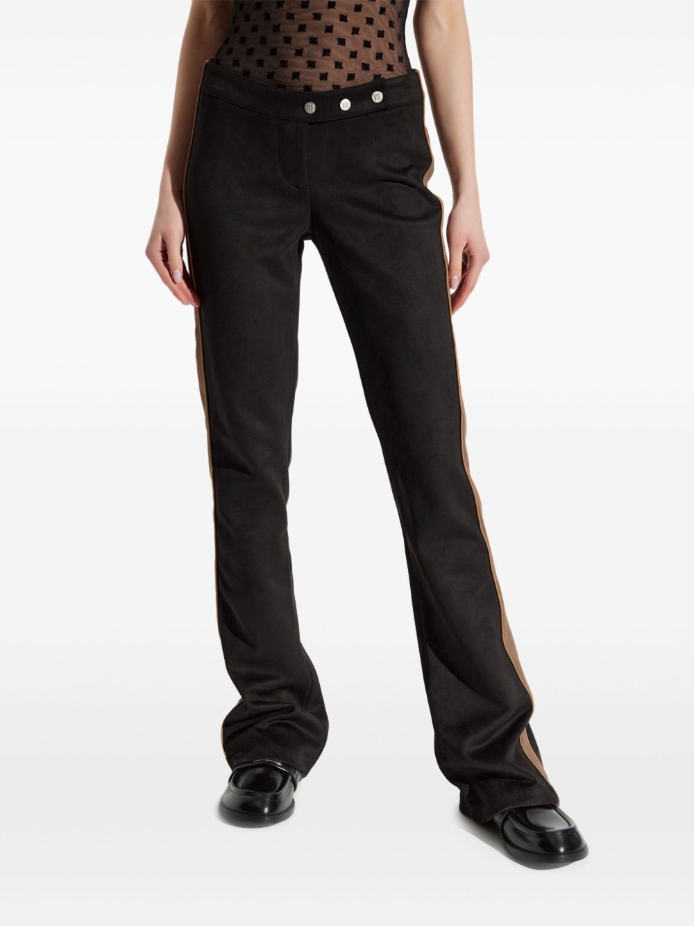 stripe-detail flared trousers - 2