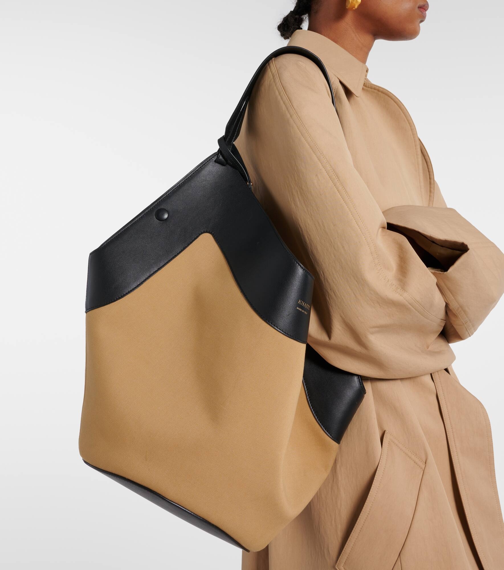 Lotus Medium canvas and leather tote bag - 6