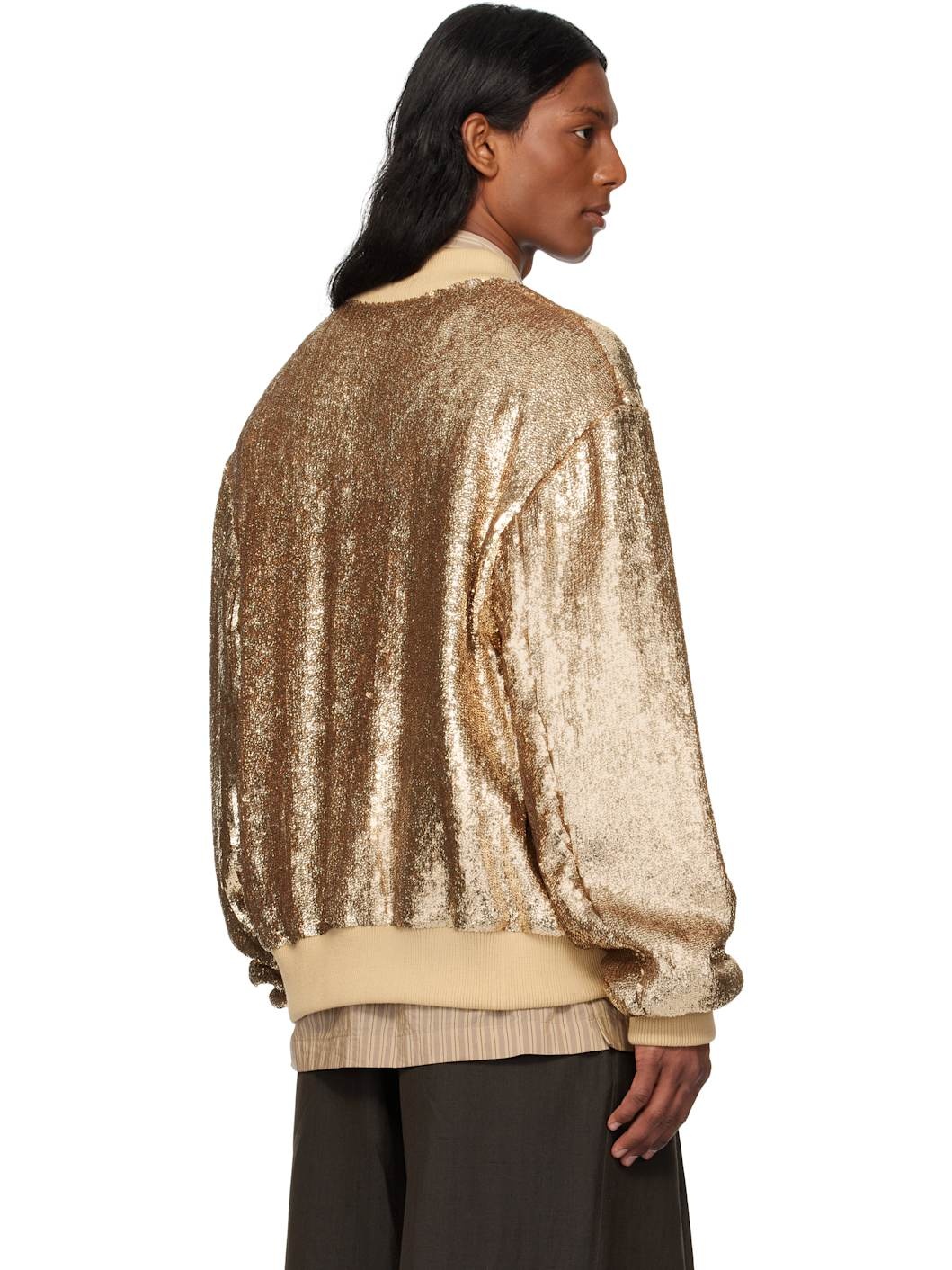 Gold Sequinned Bomber Jacket - 3