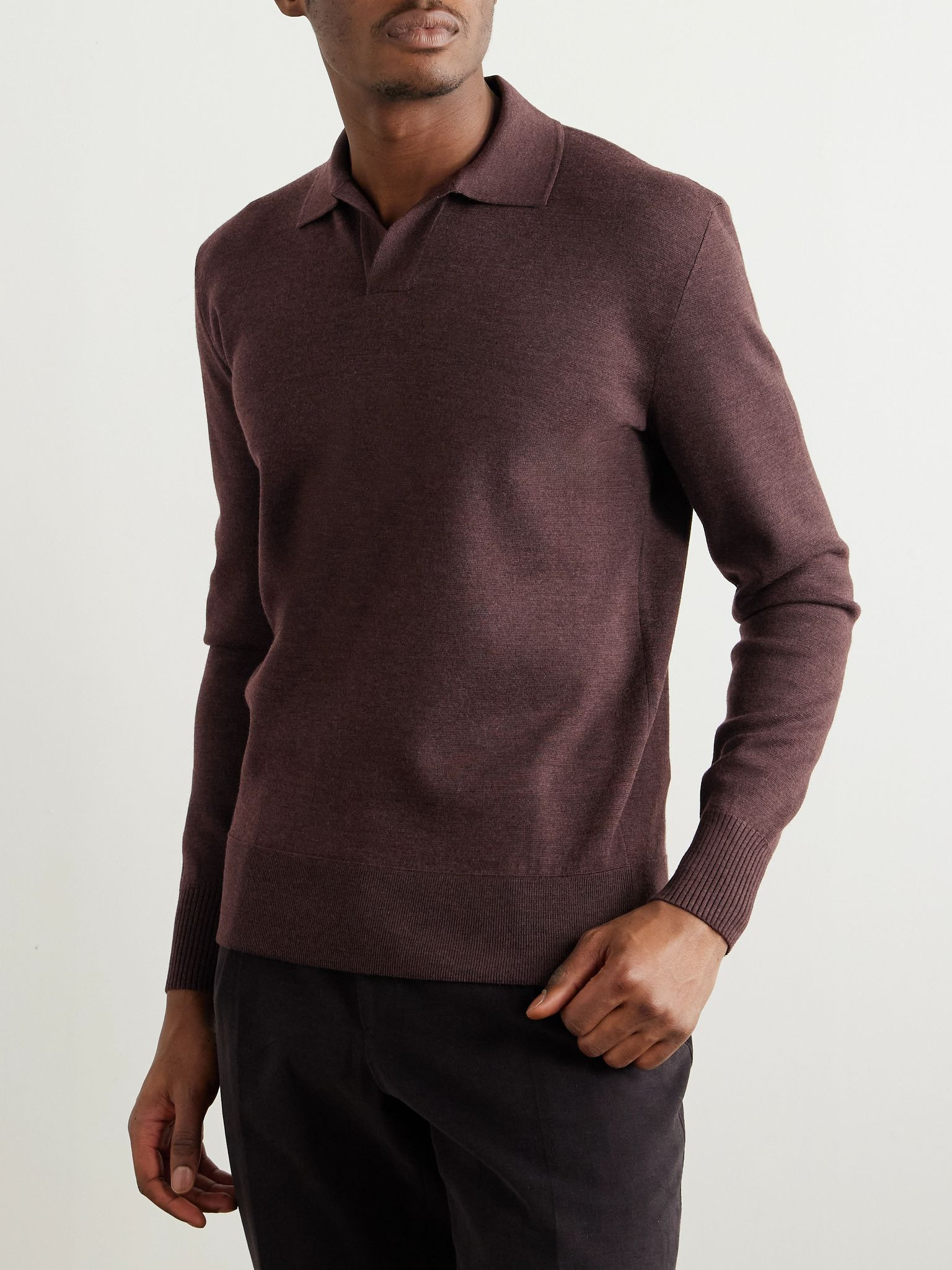 Aspen Virgin Wool Polo Shirt Brown - 3