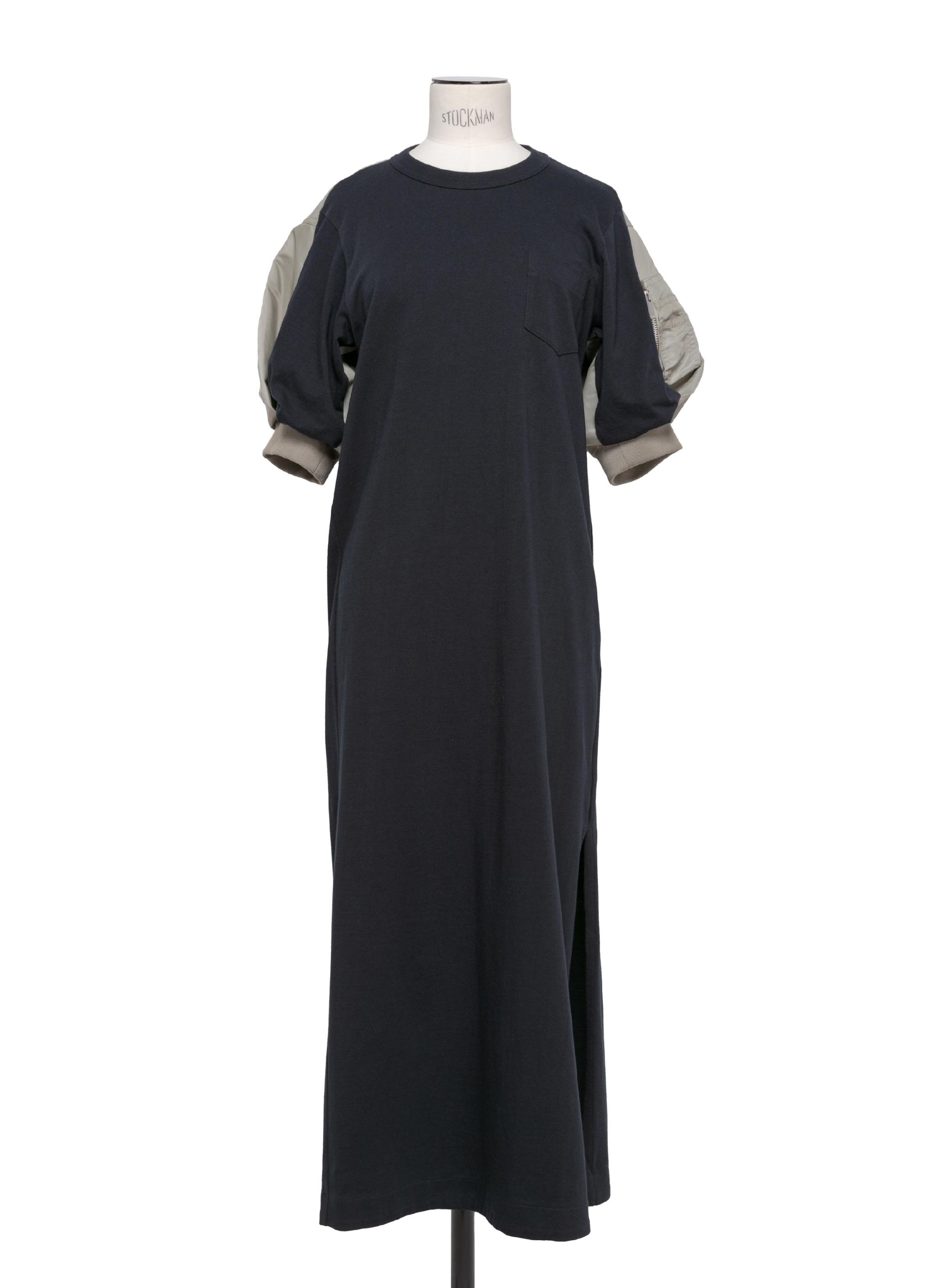 Nylon Twill x Cotton Jersey Dress - 1