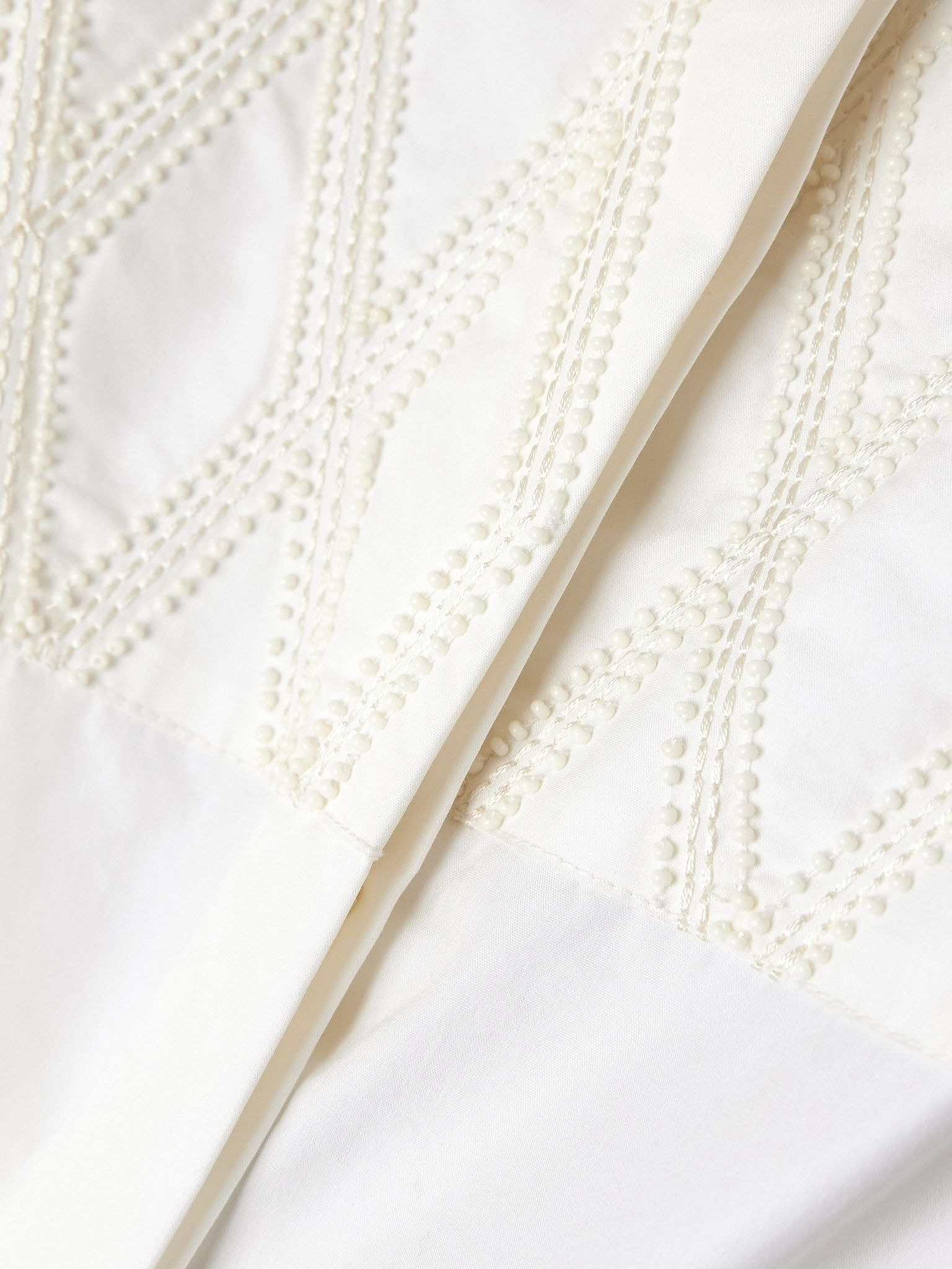 Cassandra bead-embellished embroidered cotton-blend poplin shirt Ivory - 5
