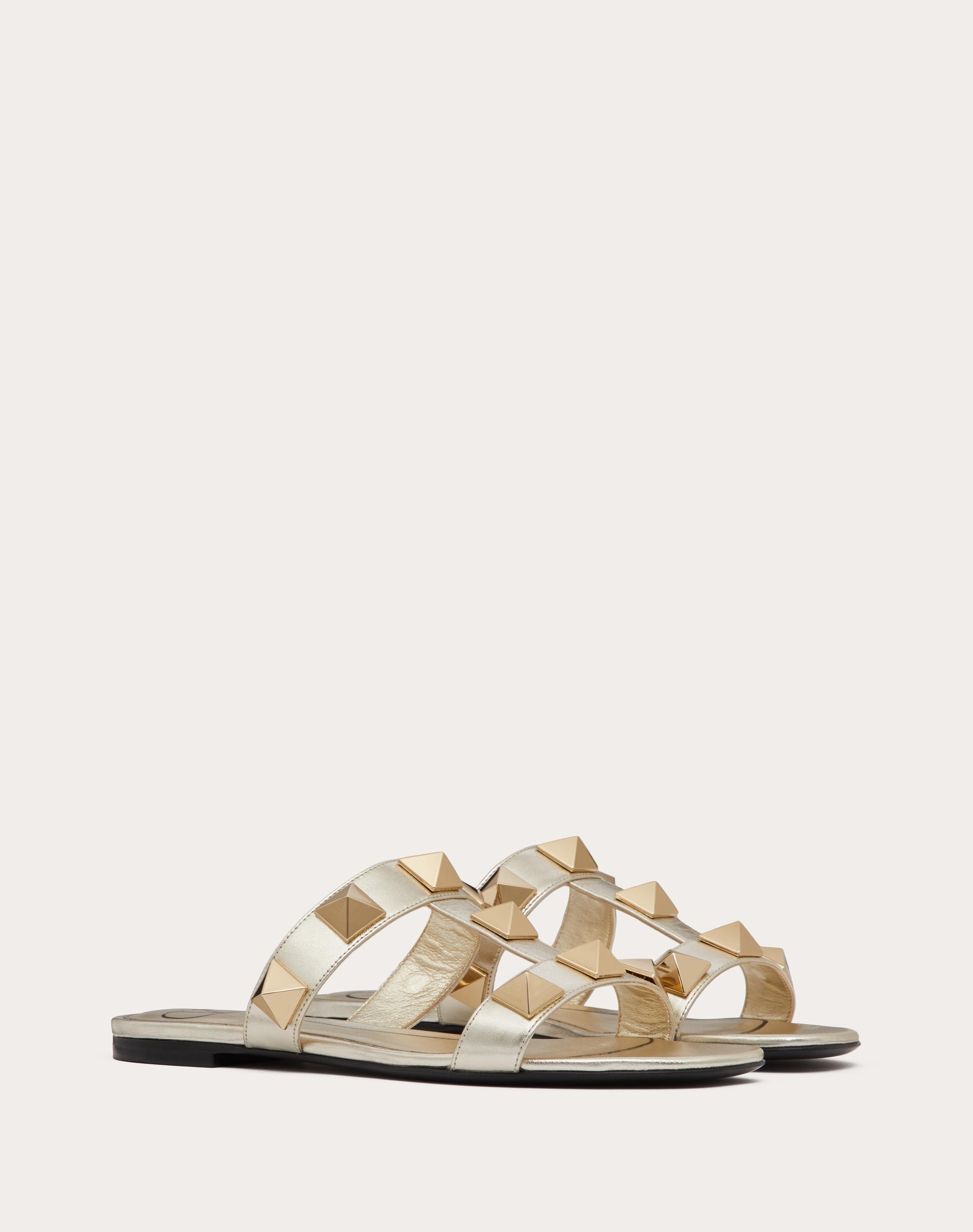 ROMAN STUD METALLIC NAPPA SLIDE SANDAL WITH MATCHING STUDS - 2