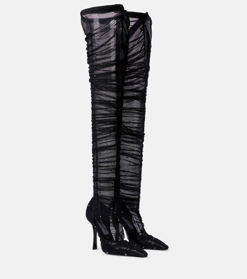 Lotta 100 embellished tulle over-the-knee boots - 1