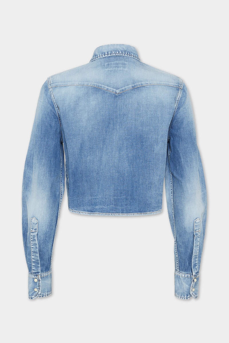 MEDIUM BABY BLUE WASH MINI WESTERN SHIRT - 2