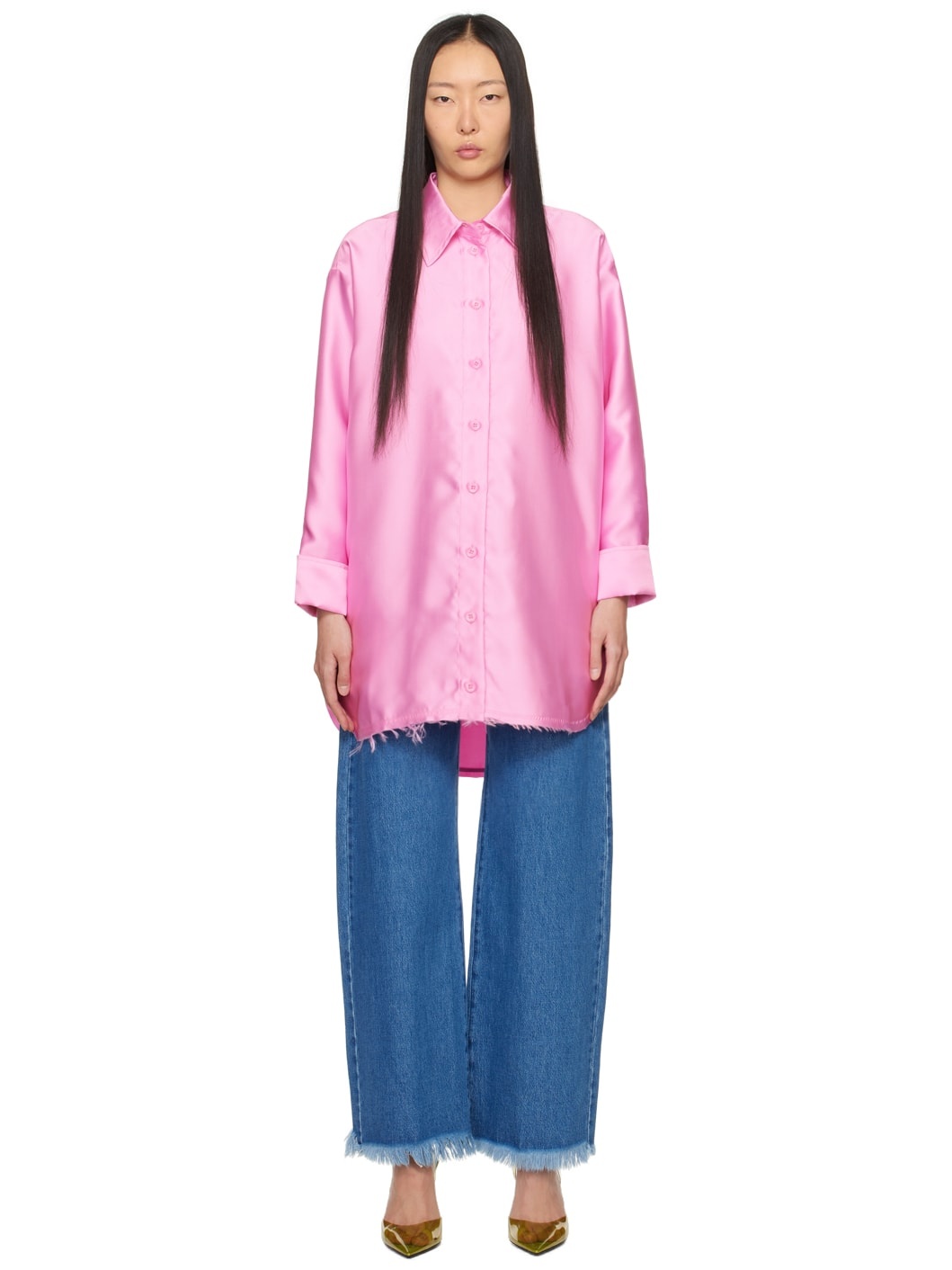 Pink Dropped Shoulder Shirt - 1