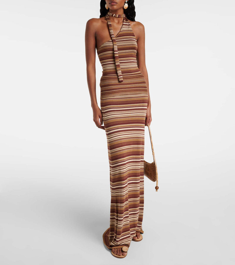AYA MUSE Knitted striped silk-blend maxi skirt outlook